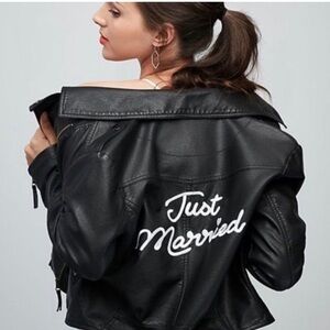 Just Married Black Leather Moto Jacket